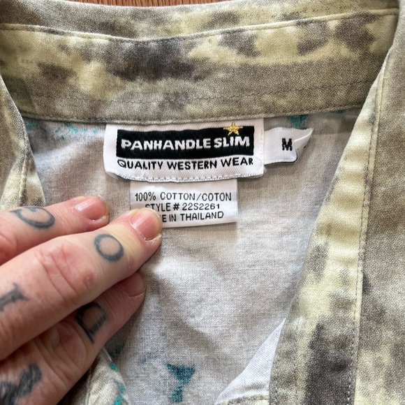 Vintage Panhandle Slim Western M cowboy scene Long Sleeve Shirt pearl snaps - Picture 6 of 6